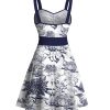 Matchable Couples' Hawaiian Outfit Porcelain Style Floral Print Men's Shirt Or Women's Belted Mini Dress
