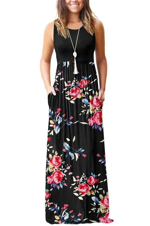 Women's Loose Plain Maxi Dresses Casual Long Dresses with Pockets