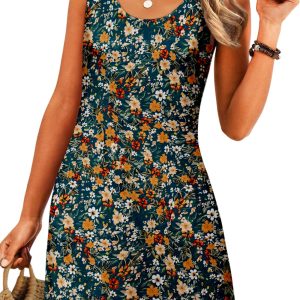 Women's Summer Dress 2025 Sleeveless Floral Boho Sundress Swimsuit Coverup Casual Loose Beach Vacation Tank Dresses