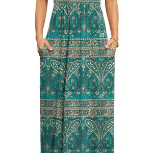 Womens 2025 Summer Maxi Dresses Casual Short Sleeve Empire Waist Spring Long Dress with Pockets