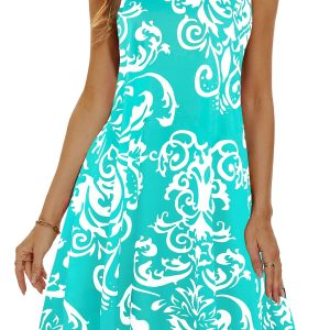 Summer Dresses for Women 2025 Casual Sundresses Beach Cover Ups Sleeveless Tshirt Swing Dress with Pockets