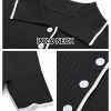 Women's V Neck Ribbed Knit Maxi Dress Button Short Sleeve Slim Fit Bodycon Sweater Dress
